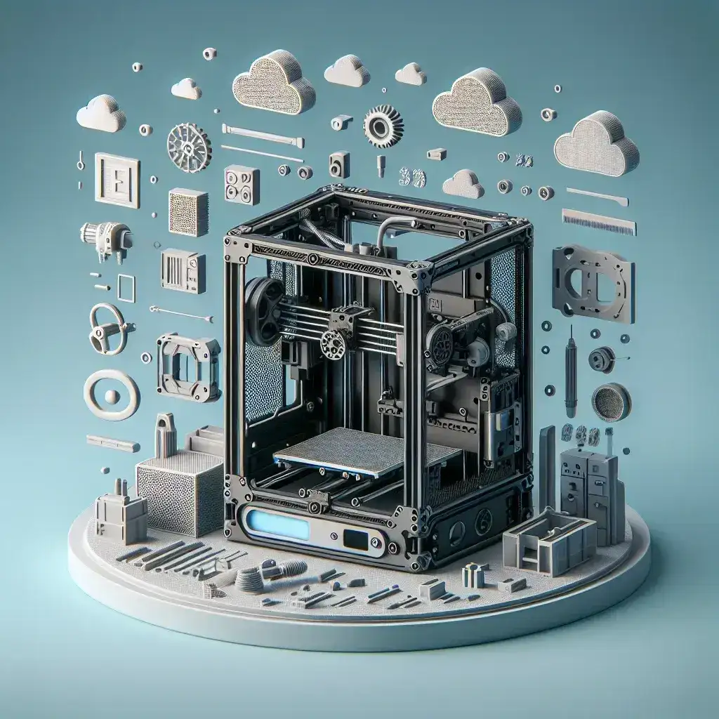 "Prusa 3D Modular Printer showcasing innovative design and versatility in additive manufacturing, highlighting its advanced features and customizable components in a modern workshop setting."